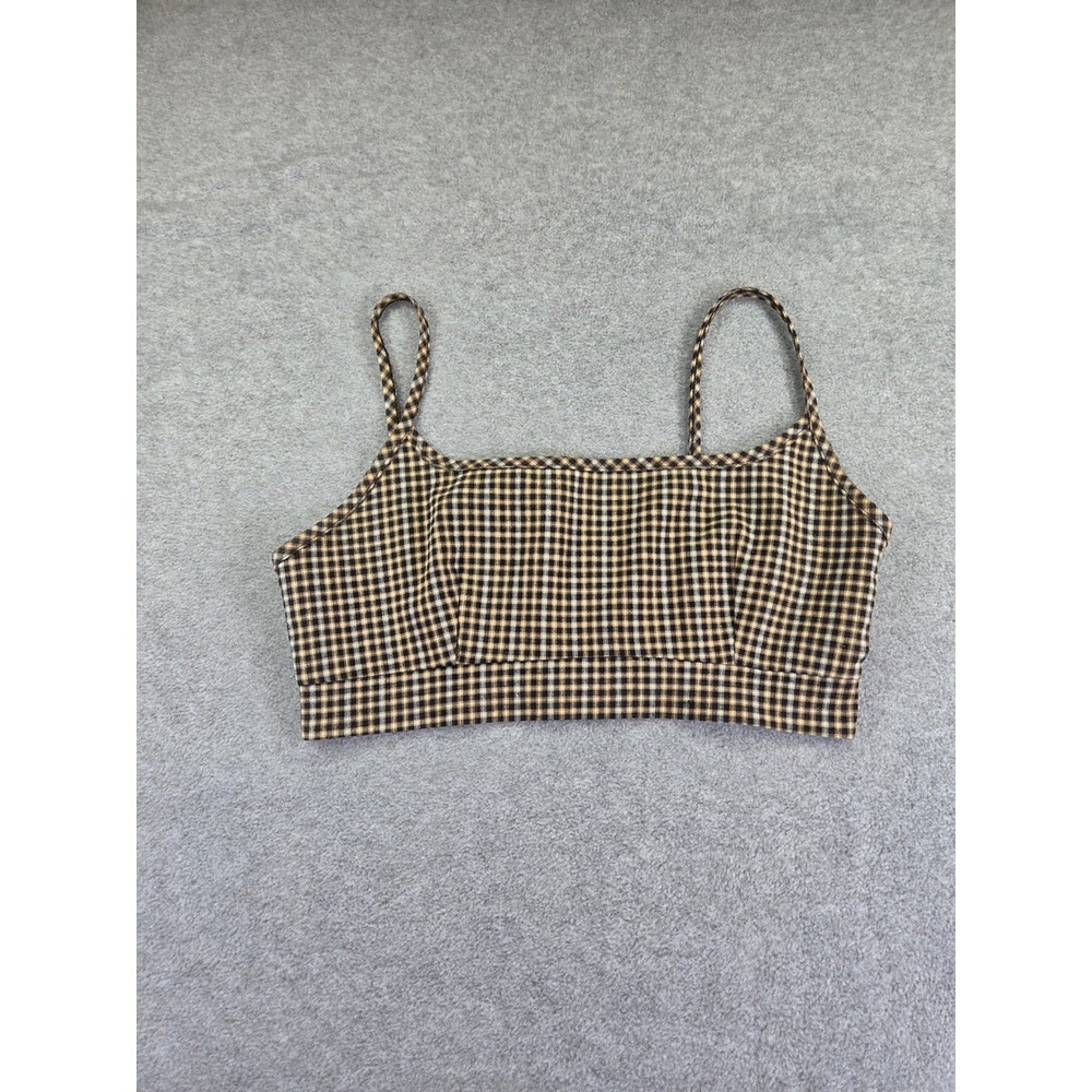 Necessary Objects Womens Plaid Spaghetti Strap Crop Top M Brown 90s Aesthetic